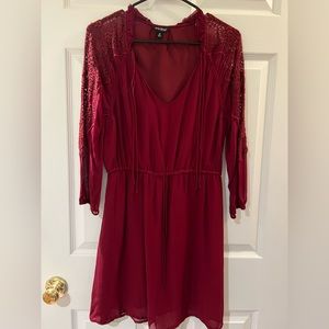 Lucky Brand Maroon Long Sleeve Dress